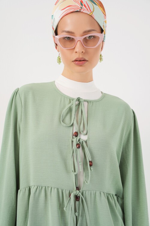 Kadın Önü Bağcıklı Tunik Pantolon İkili Takım 6744 - Mint