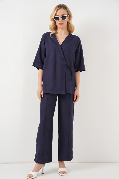 Kadın Önü Bağlamalı Alt Üst Takım 6745 - Lacivert