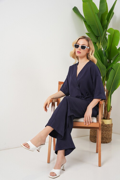 Kadın Önü Bağlamalı Alt Üst Takım 6745 - Lacivert