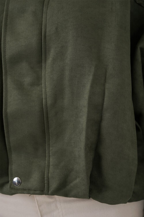 Kadın Oversize Süet Ceket 1055 - A.Haki