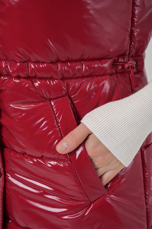Kadın Parlak Şişme Yelek 5218 - Kırmızı