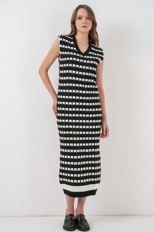 Kadın Uzun Triko Süveter 15961 - D. Siyah