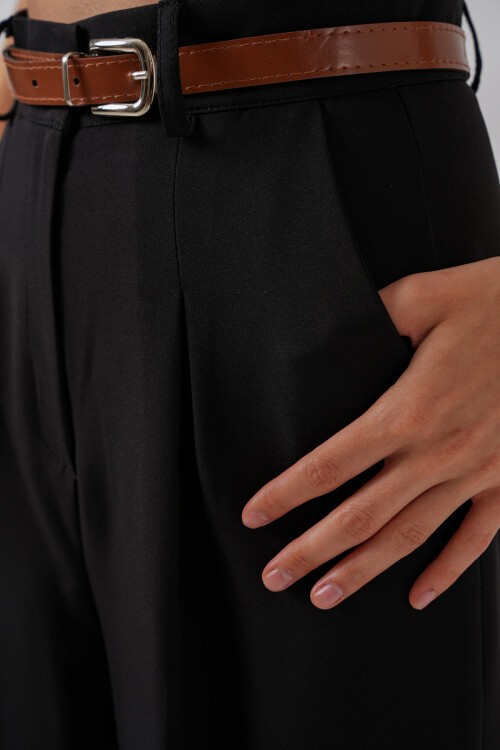 Kadın Yüksek Bel Palazzo Pantolon 30051 - Siyah