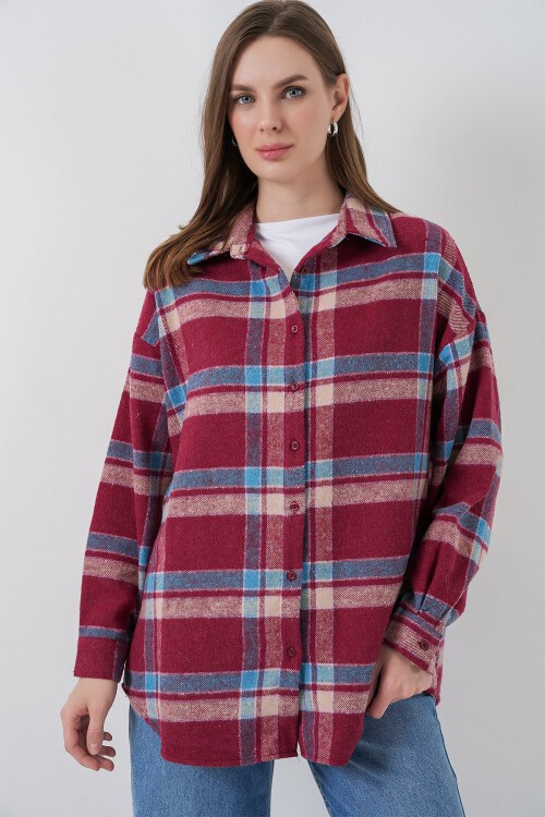 Merterium 3854 Ekose Desen Çift Cepli Gömlek - A. Kiremit