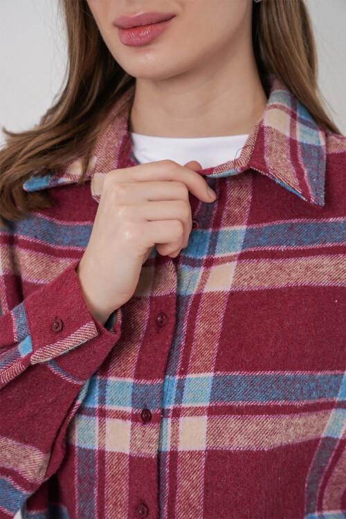 Merterium 3854 Ekose Desen Çift Cepli Gömlek - A. Kiremit