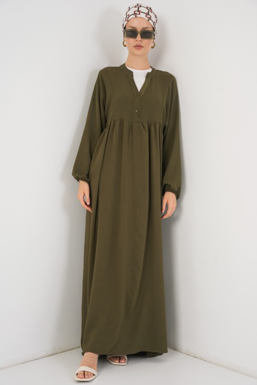 Merterium Kadın Uzun Tesettür Elbise 2525 - Haki