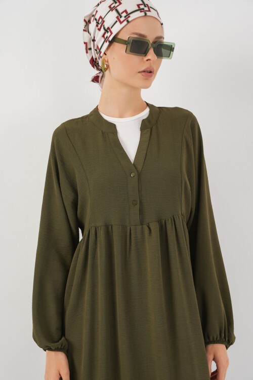 Merterium Kadın Uzun Tesettür Elbise 2525 - Haki