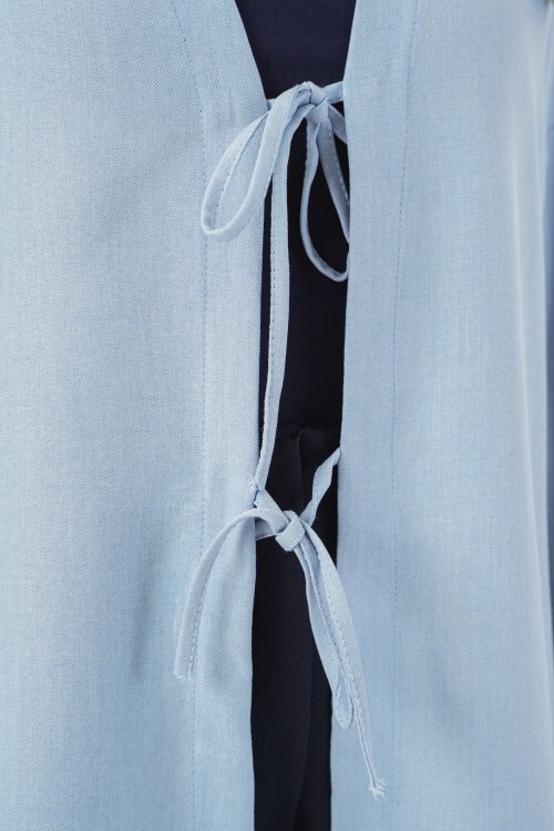 Merterium Keten Tesettür Kimono 5968 - Mavi