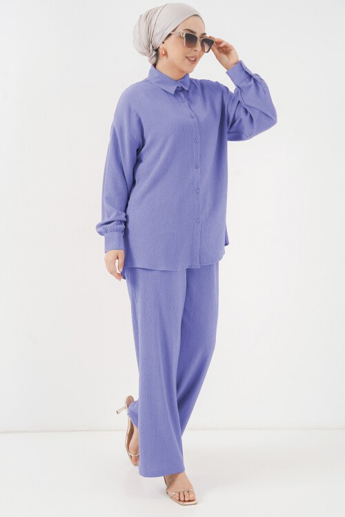 T5858 Örme Tesettür İkili Takım - Lila