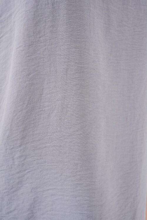 V Yaka Sıfır Kol Bluz 950 - Gri