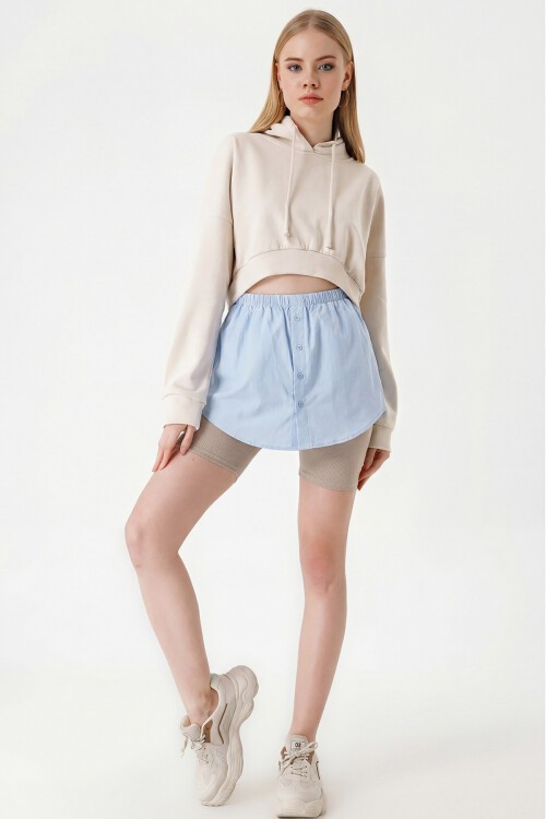 1888 Sweatshirt Ve Kazak Altı Gömlek Etek - Mavi