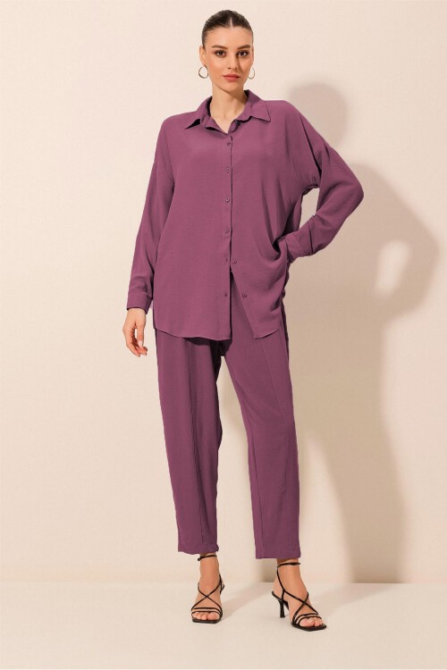 6593 Oversize İkili Takım - Mürdüm