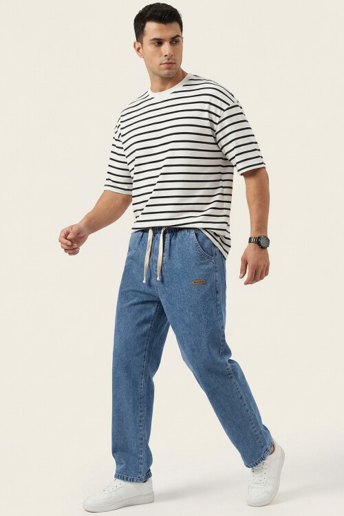 Erkek Rahat Kesim Baggy Jean Pantolon 30073 - Lacivert