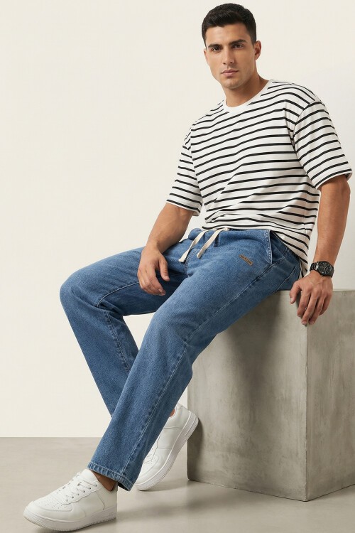 Erkek Rahat Kesim Baggy Jean Pantolon 30073 - Lacivert