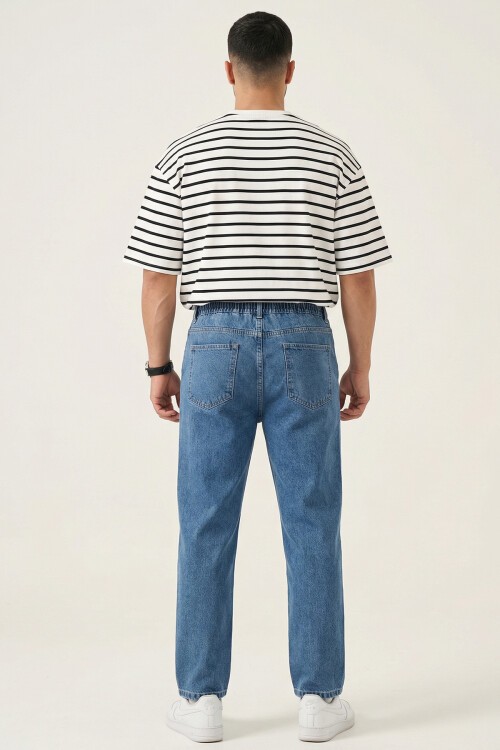 Erkek Rahat Kesim Baggy Jean Pantolon 30073 - Lacivert