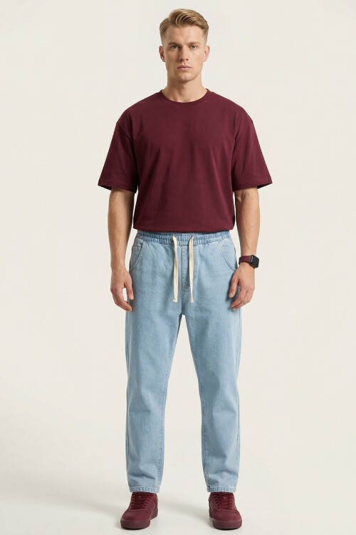 Erkek Rahat Kesim Baggy Jean Pantolon 30073 - Mavi