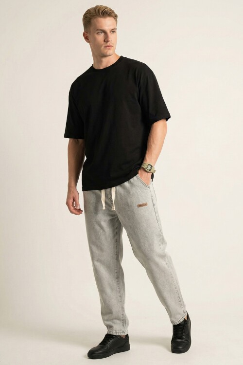 Erkek Rahat Kesim Baggy Jean Pantolon 30073 - Taş