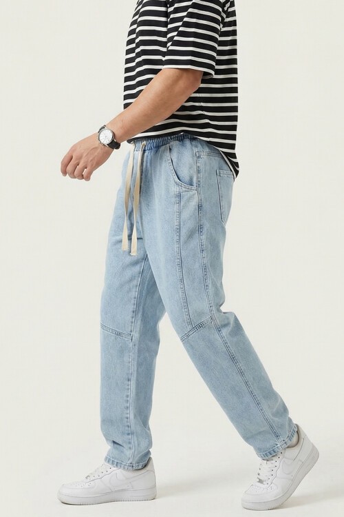 Erkek Rahat Kesim Baggy Jean Pantolon 30074 - Mavi