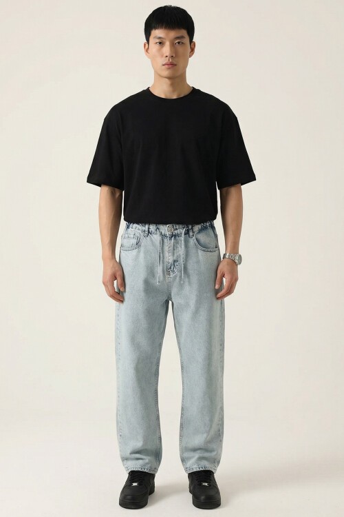 Erkek Rahat Kesim Baggy Jean Pantolon 30075 - Mavi