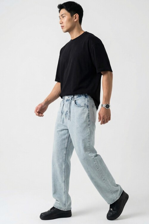 Erkek Rahat Kesim Baggy Jean Pantolon 30075 - Mavi