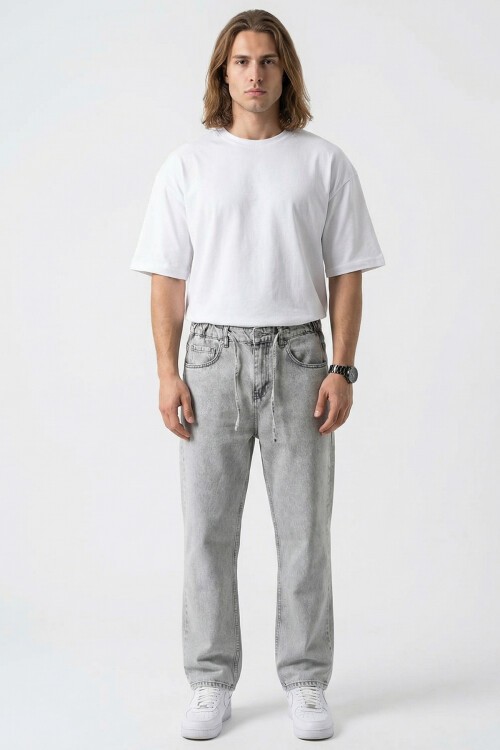 Erkek Rahat Kesim Baggy Jean Pantolon 30075 - Taş