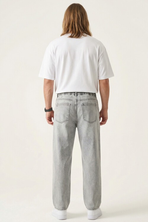Erkek Rahat Kesim Baggy Jean Pantolon 30075 - Taş