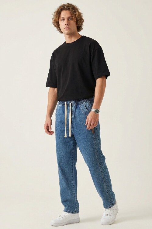 Erkek Rahat Kesim Baggy Jean Pantolon 30076 - İndigo