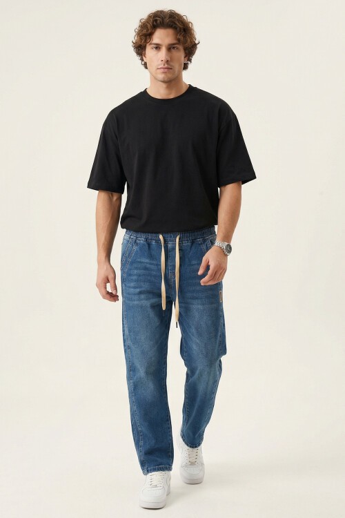 Erkek Rahat Kesim Baggy Jean Pantolon 30076 - Lacivert