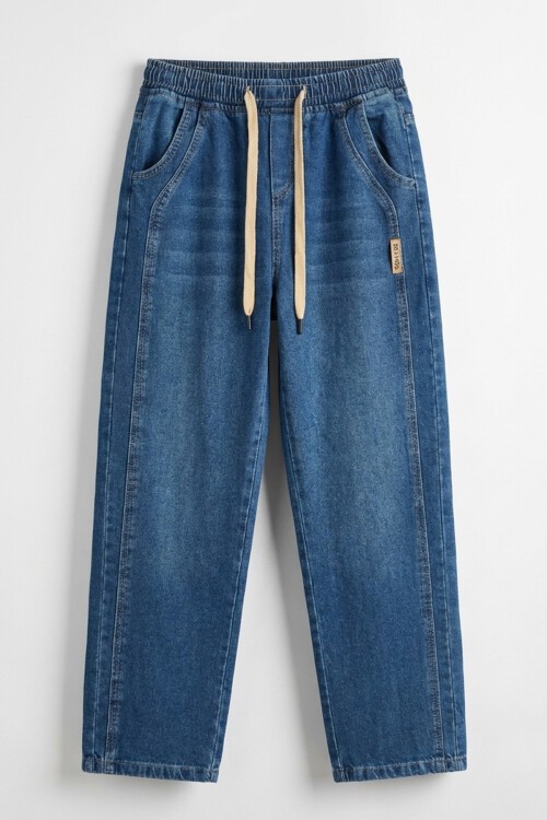 Erkek Rahat Kesim Baggy Jean Pantolon 30076 - Lacivert