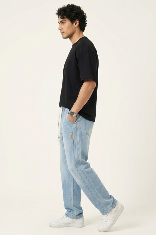 Erkek Rahat Kesim Baggy Jean Pantolon 30076 - Mavi