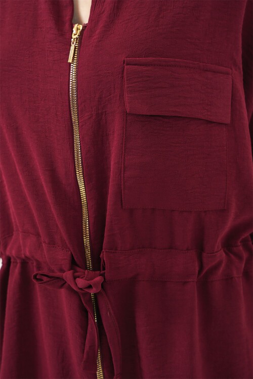 Fermuarlı Kadın Gömlek 0721 - Bordo