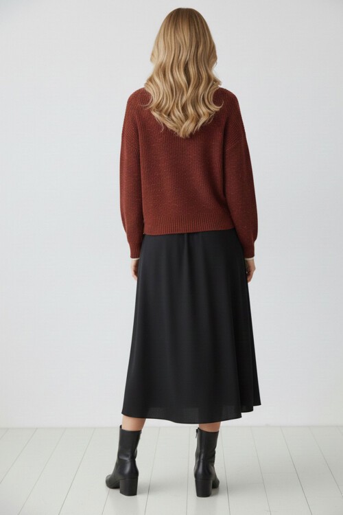 Kadın Crop Triko Hırka 15955 - Bordo