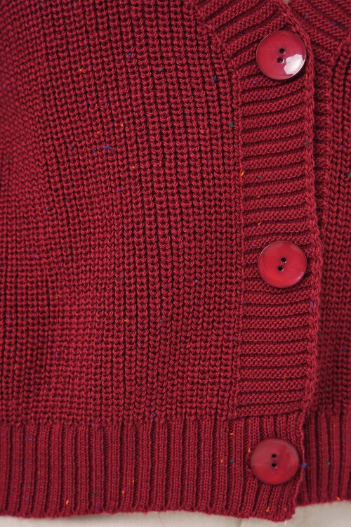 Kadın Crop Triko Hırka 15955 - Bordo