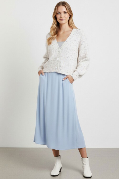 Kadın Crop Triko Hırka 15955 - Ekru