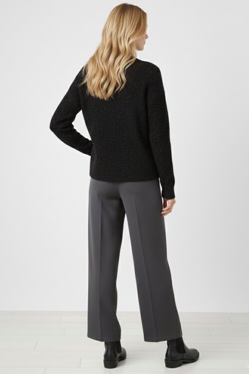 Kadın Crop Triko Hırka 15955 - Siyah