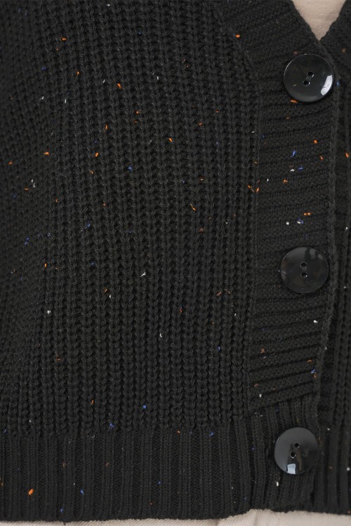 Kadın Crop Triko Hırka 15955 - Siyah