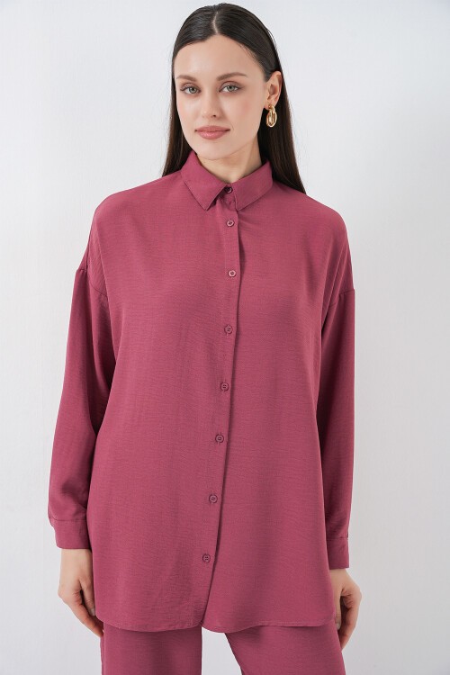 Kadın Gömlek Pantolon İkili Takım 30063 - Gül Kurusu