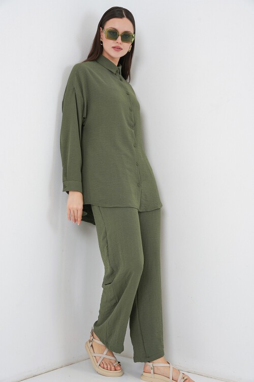 Kadın Gömlek Pantolon İkili Takım 30063 - Haki