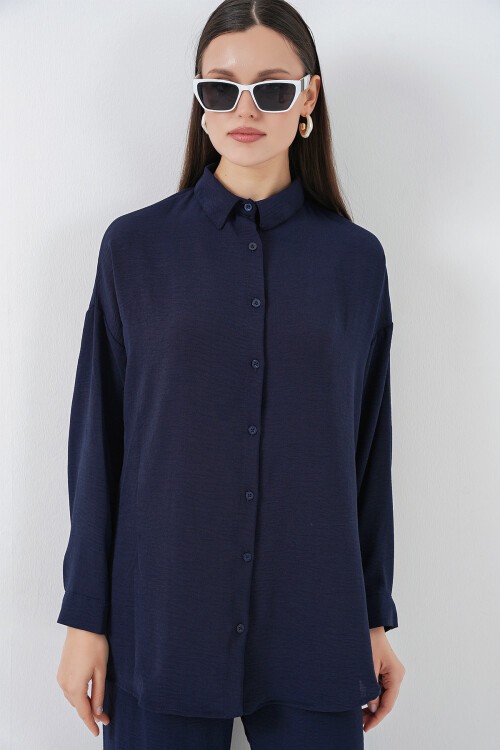 Kadın Gömlek Pantolon İkili Takım 30063 - Lacivert