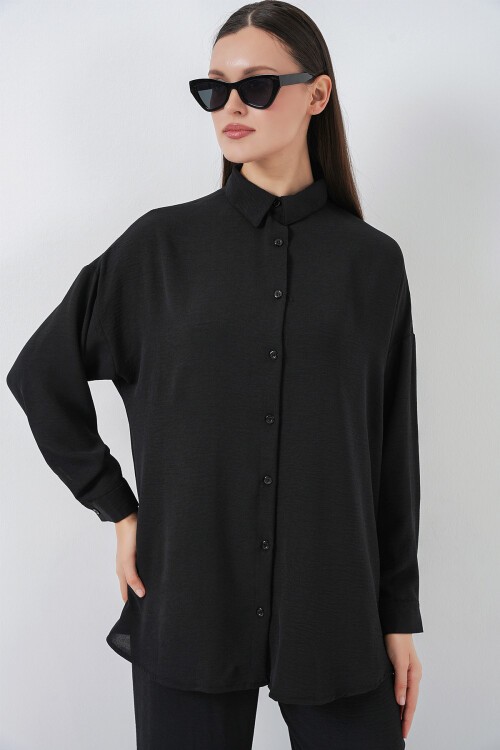 Kadın Gömlek Pantolon İkili Takım 30063 - Siyah