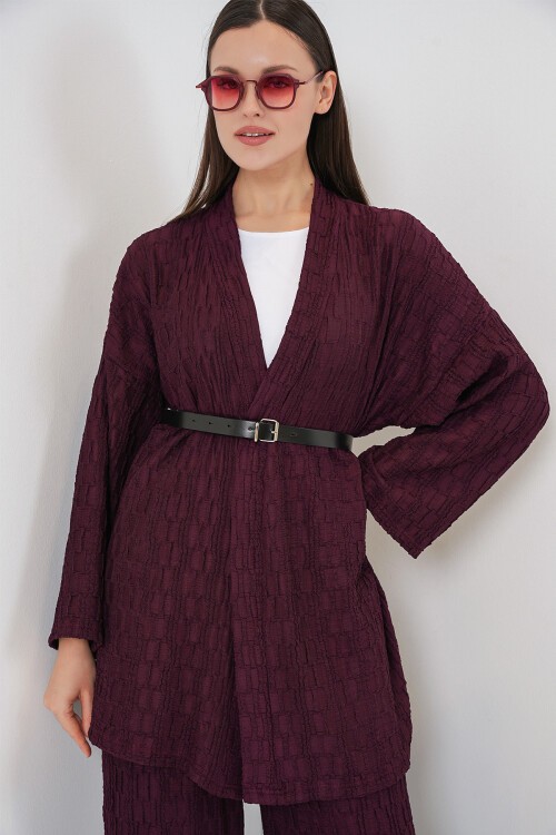 Kadın Kimono Pantolon İkili Takım 30078 - Bordo