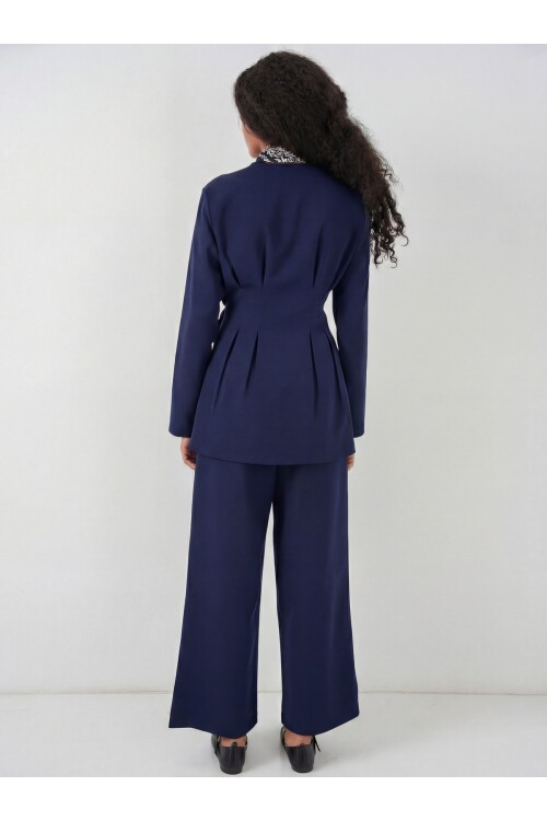 Kadın Kimono Pantolon Kumaş Takım 30054 - Lacivert