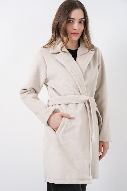 Kadın Kuşaklı Kaban 9171 - Ekru