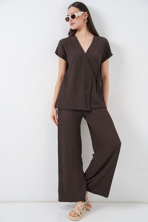 Kadın Örme İkili Takım 30064 - Kahverengi