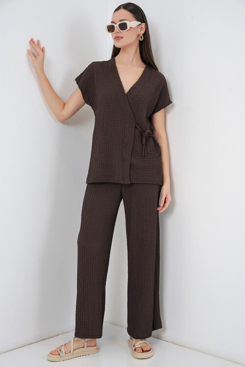 Kadın Örme İkili Takım 30064 - Kahverengi