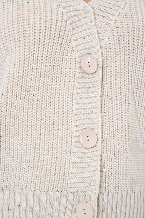 Kadın Oversize Triko Hırka 15966 - Krem