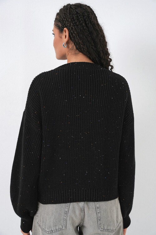 Kadın Oversize Triko Hırka 15966 - Siyah