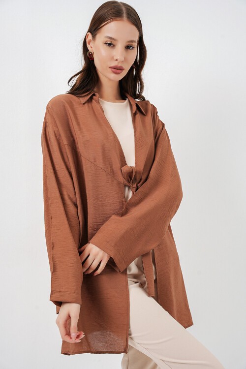 Kadın Salaş Bağcıklı Kimono 5981 - Taba