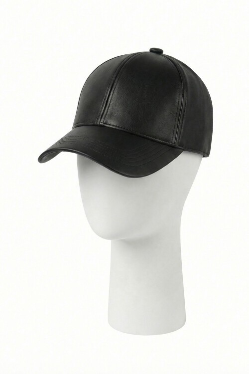 Kadın Suni Deri Şapka 010195 - Siyah