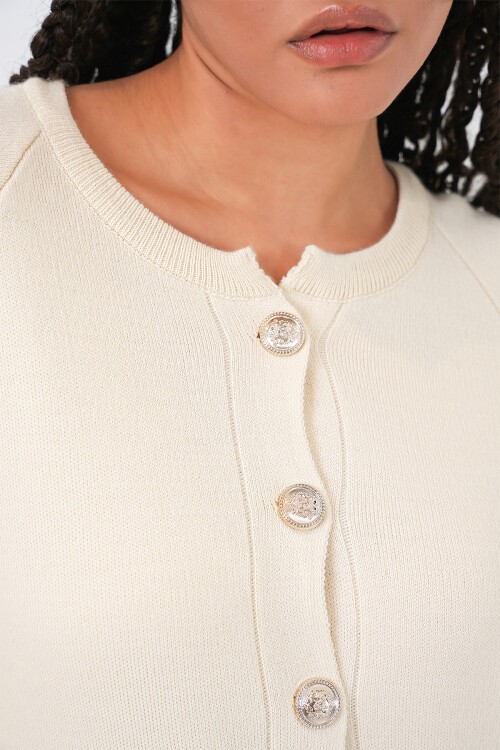 Kadın Triko Panço Hırka 15965 - Ekru